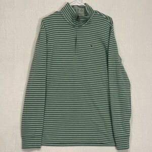 Vineyard Vines Mens 1/4 Zip Pullover Sweater Green & White Stripe Size Large